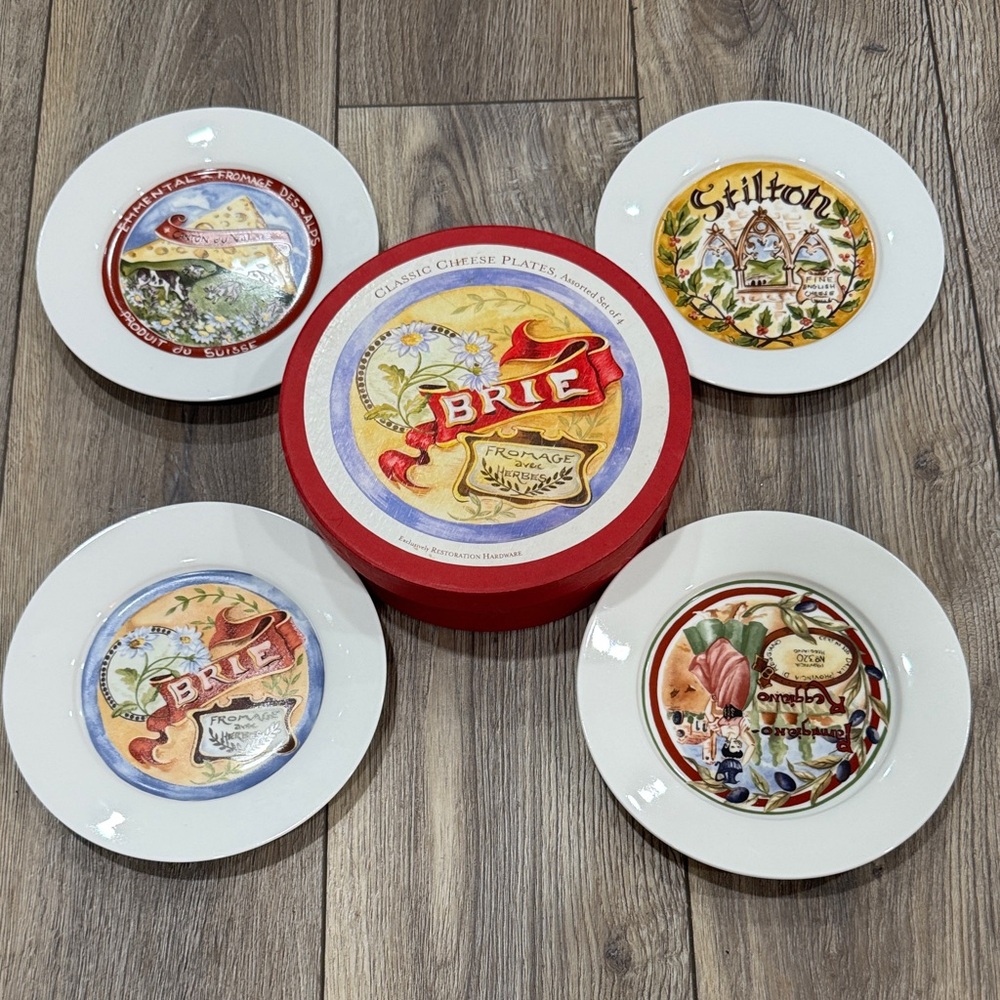 NEW RESTORATION HARDWARE RH Cheese Plate Set (4) Assorted Designs Classic 2000
